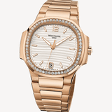 Patek Philippe Nautilus - 7010/1R-011 - 32 mm - Aur Roz, Cadran de diamant