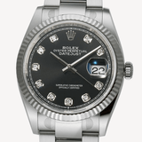 Rolex Datejust 36 - 126234 - 36 mm - Cadran Negru - Diamante și Oțel Inoxidabil