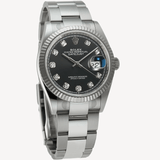 Rolex Datejust 36 - 126234 - 36 mm - Cadran Negru - Diamante și Oțel Inoxidabil