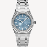 Audemars Piguet Royal Oak -  77451ST - 34 mm -Oțel Inoxidabil si bezel cu diamante - Cadran Albastru 