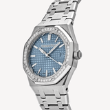 Audemars Piguet Royal Oak -  77451ST - 34 mm -Oțel Inoxidabil si bezel cu diamante - Cadran Albastru 