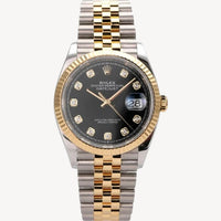 Rolex Datejust 36 Negru - 126233 - 36mm - Aur Galben și Oțel Inoxidabil